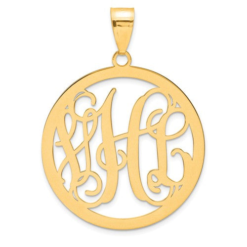 Round Vine Script 3 Letter Monogram Cut-Out Necklace with Chain Included