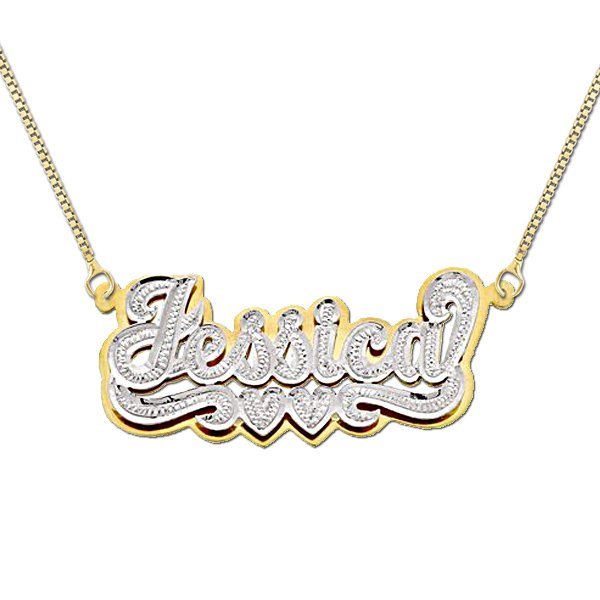 14K Gold "Script" Diamond Name Necklace with Box Chain