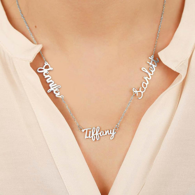 Sterling Silver Personalized Multiple Name Necklace with Chain Included