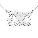 Stacked Script Name Necklace with Heart & Chain Included