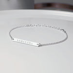 Dainty Thin Name Bar Bracelet w/ Chain Extender