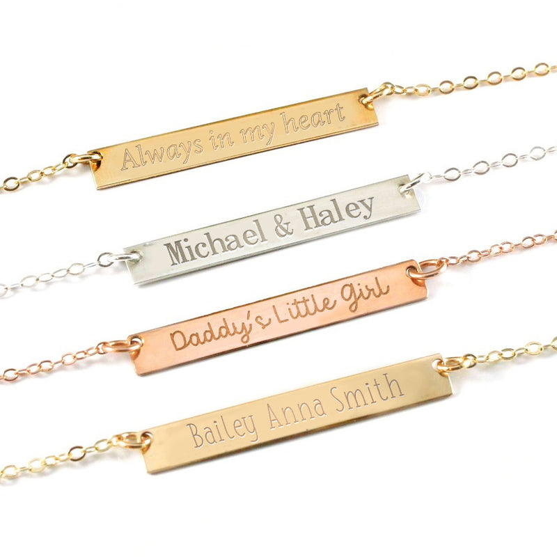 Custom Name Bar Necklace with 18" Chain