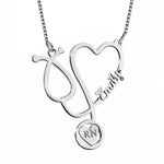 Personalized Nurse Stethescope Name Necklace with Chain Included