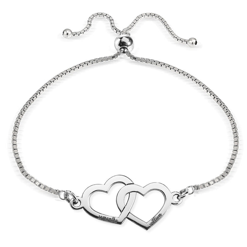 Adjustable Interlocking Heart Name Bracelet