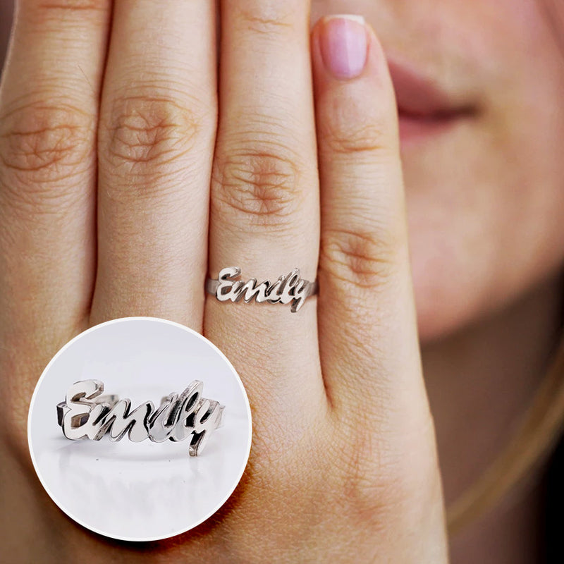 Personalized Script Name Ring