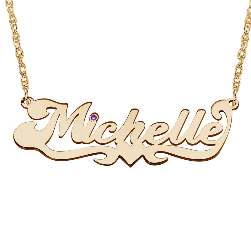 Personalized Classic Script Name Necklace with Birthstone & Chain Included