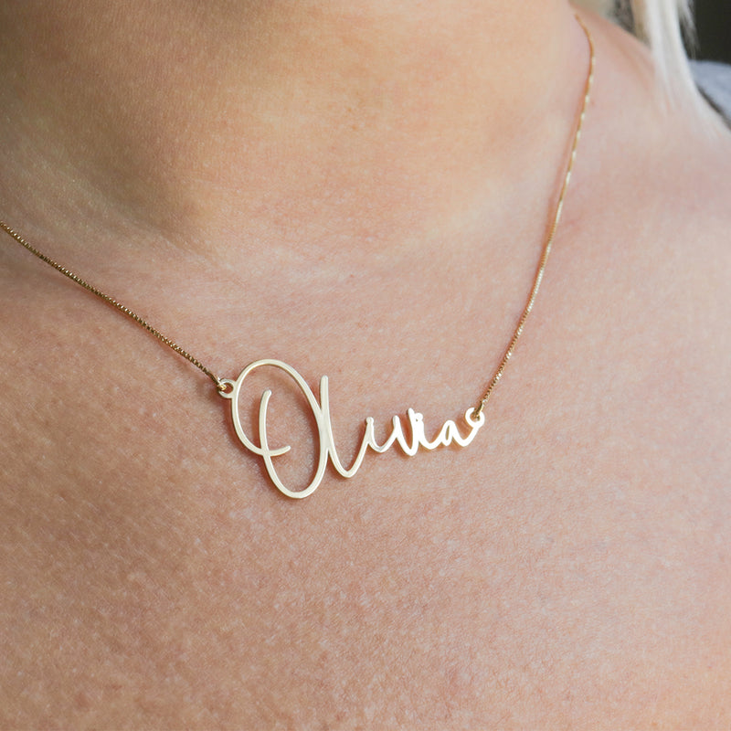 Modern Script Name Necklace with Chain Included