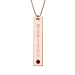 Personalized Vertical Name Necklace with Birthstone & 18" Chain