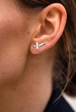 Pair Of Personalized Sideways Cross Stud Earrings