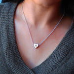 Petite Heart Initial Necklace with 16" Rolo Chain