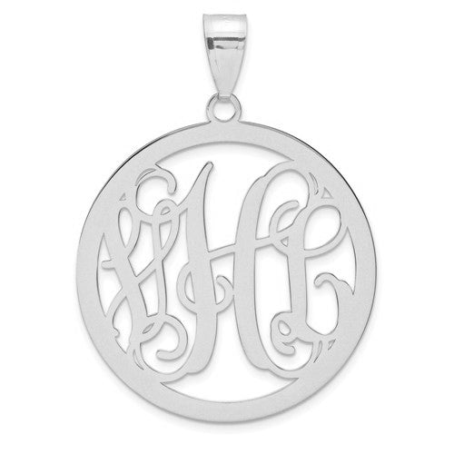 Round Vine Script 3 Letter Monogram Cut-Out Necklace with Chain Included