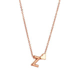 Petite Heart Initial Necklace with 16"-20" Rolo Chain