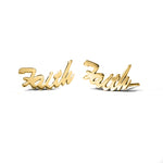 Pair Of Script Faith Earrings