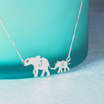 Personalized Interlocking Elephant Initials Necklace w/ Chain