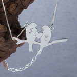 Personalized Love Birds Initials Necklace w/ Chain