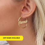 Pair Of Script Hoop Name Earrings