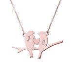 Personalized Love Birds Initials Necklace w/ Chain