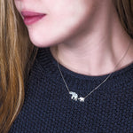 Personalized Interlocking Elephant Initials Necklace w/ Chain