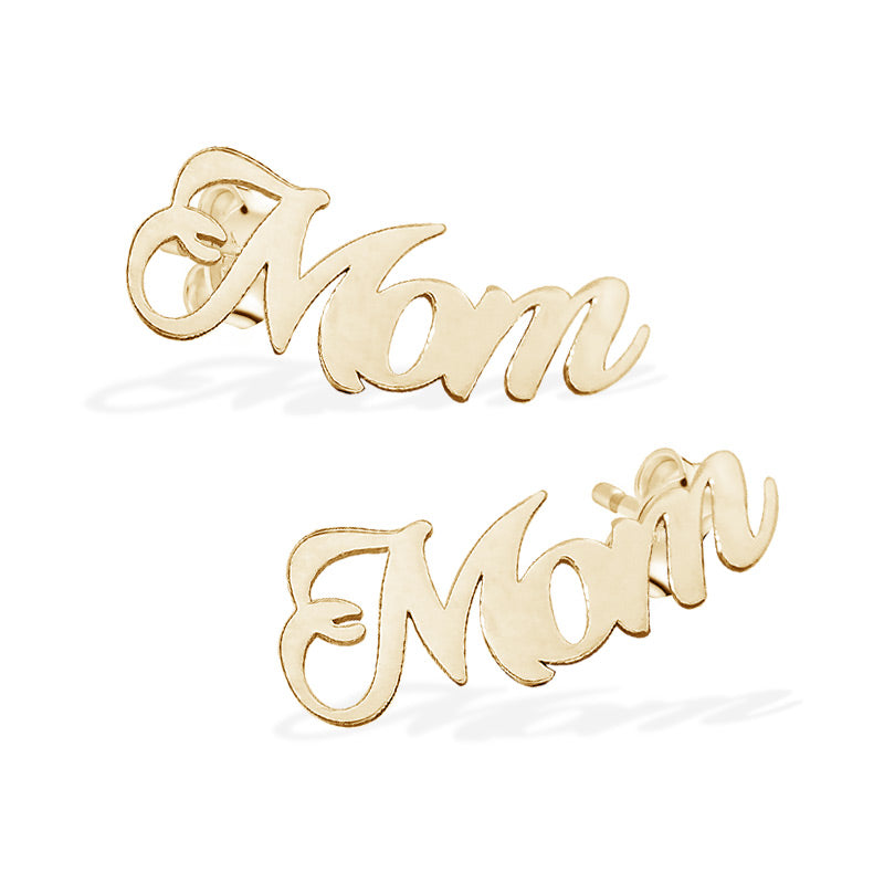 Customized Pair Of Script Mom or Grandma Earrings