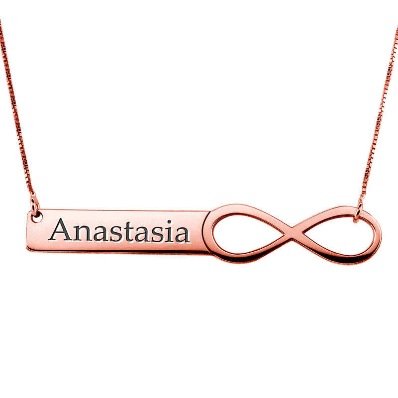 Personalized Infinity Name Bar Necklace w/ Chain Included