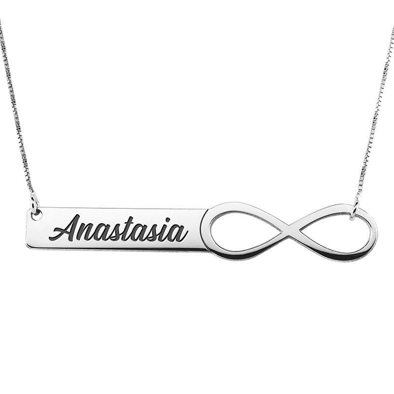 Personalized Infinity Name Bar Necklace w/ Chain Included