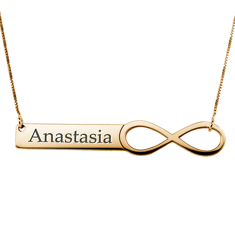 Personalized Infinity Name Bar Necklace w/ Chain Included