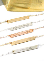 Custom Name Bar Necklace with 18" Chain