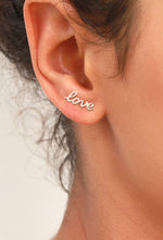 Pair Of Script Love Earrings