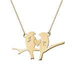 Personalized Love Birds Initials Necklace w/ Chain