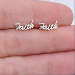 Pair Of Script Faith Earrings