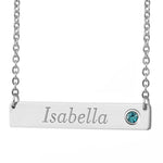 Personalized Horizontal Name Necklace with Birthstone & 18" Chain