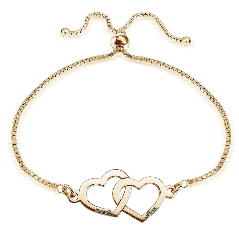 Adjustable Interlocking Heart Name Bracelet