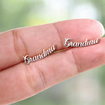 Customized Pair Of Script Mom or Grandma Earrings