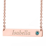 Personalized Horizontal Name Necklace with Birthstone & 18" Chain