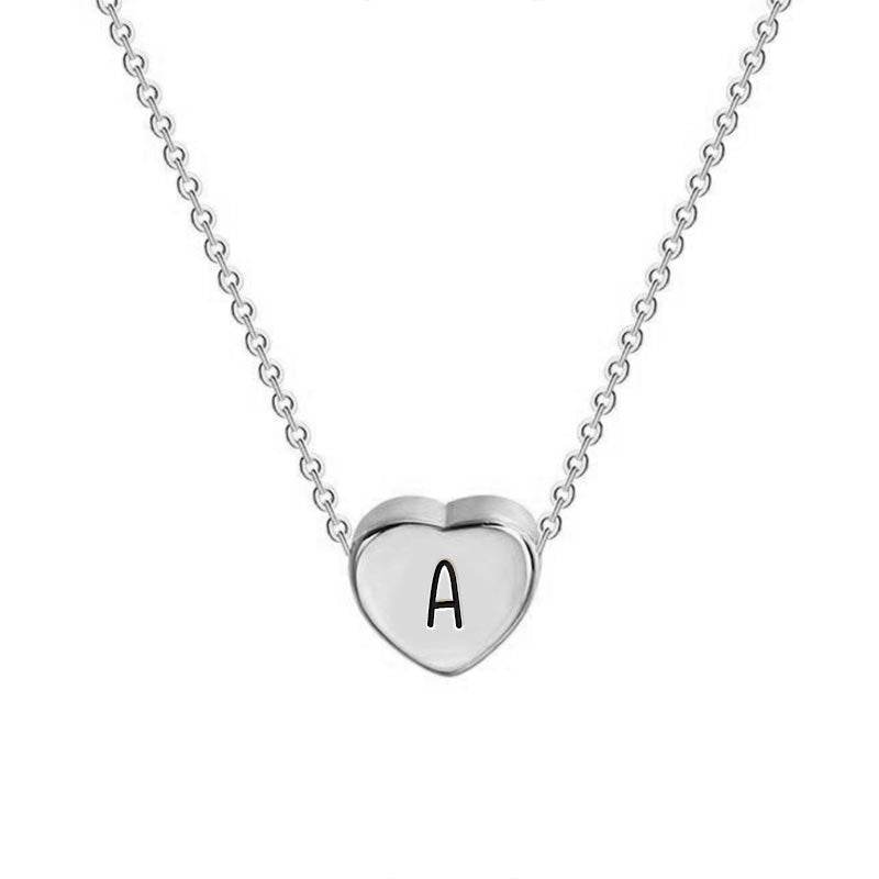 Petite Heart Initial Necklace with 16" Rolo Chain